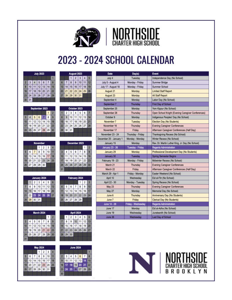 School Calendar Northside Charter High School